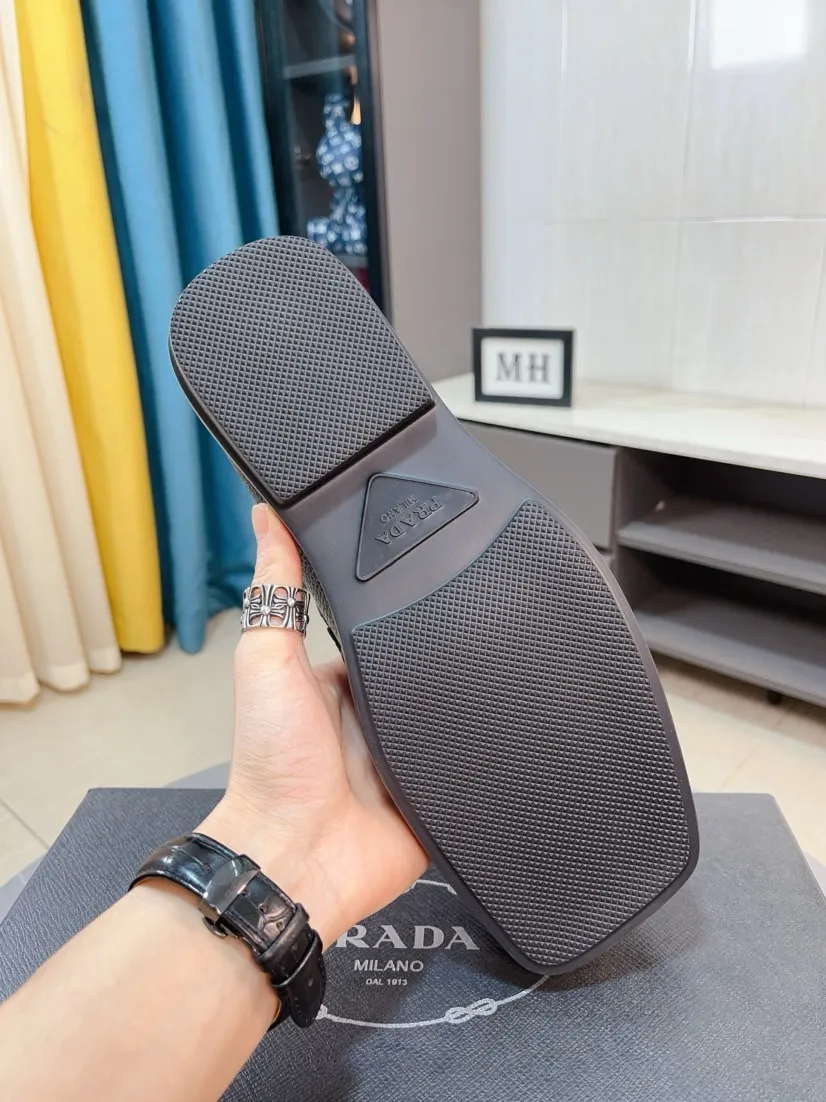 Men's shoes 💰540🌹🌹【PRADA Leather Shoes】Top purchasing agency Original imported Italian custom-made open-edge beaded cowhide leather surface, fully imported water-dyed breathable cowhide lining, original factory special molded sole super comfortable, size: 38-44